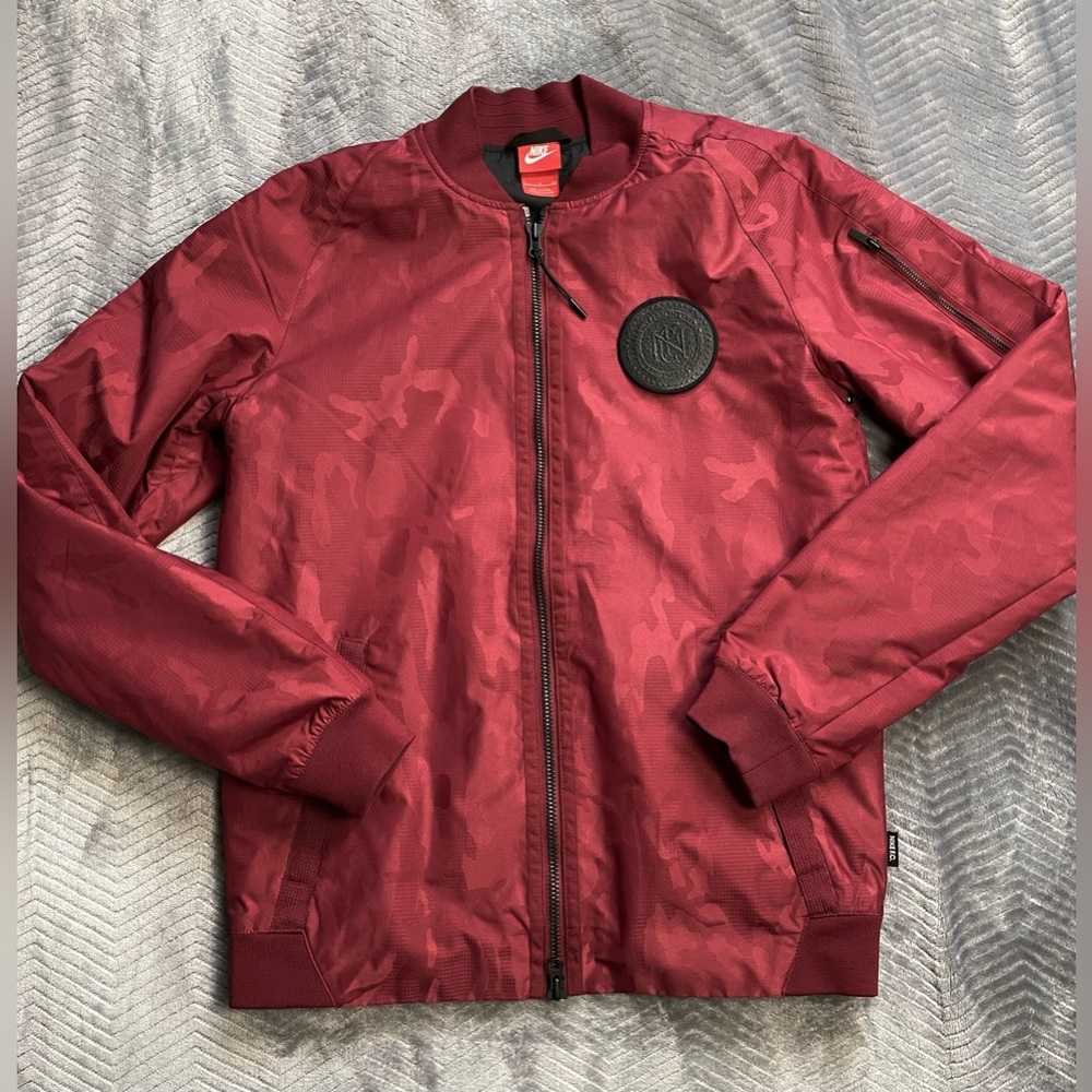 Nike Football Club NFC Soccer Burgundy Camo Bomber Jacket Small
